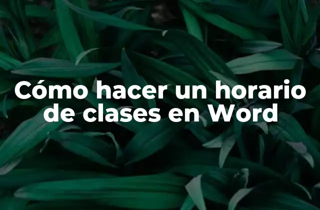 Cómo Hacer un Horario de Clases en Word