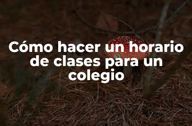 Cómo Hacer un Horario de Clases para un Colegio