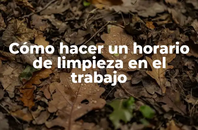 Cómo Hacer un Horario de Limpieza en el Trabajo