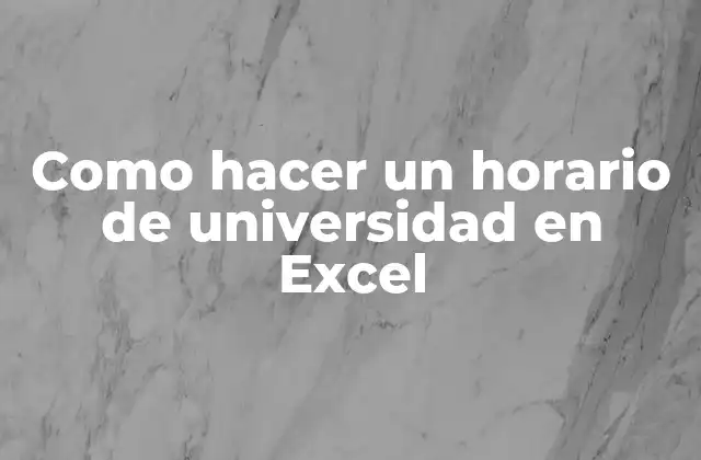 Como Hacer un Horario de Universidad en Excel