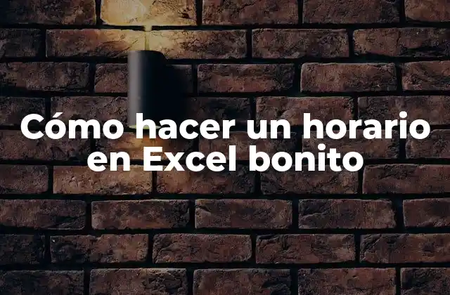 Cómo Hacer un Horario en Excel Bonito