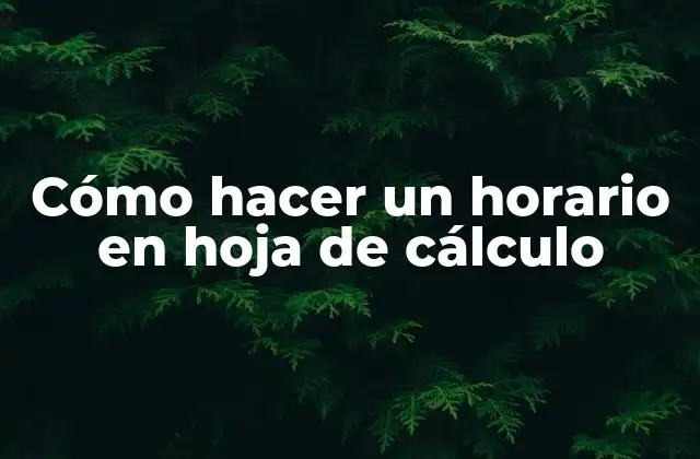 Cómo Hacer un Horario en Hoja de Cálculo