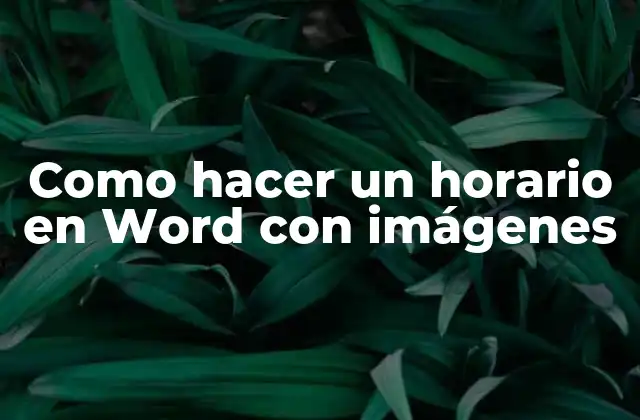 Como Hacer un Horario en Word con Imágenes