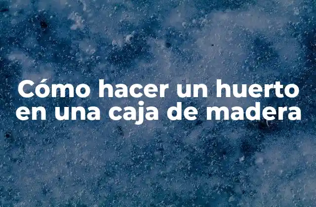 Cómo Hacer un Huerto en una Caja de Madera