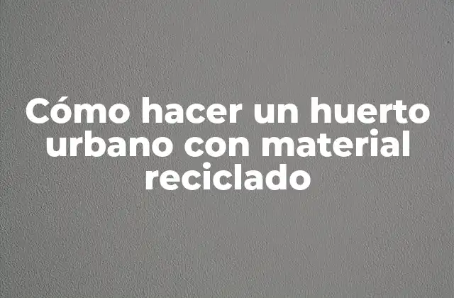 Cómo Hacer un Huerto Urbano con Material Reciclado