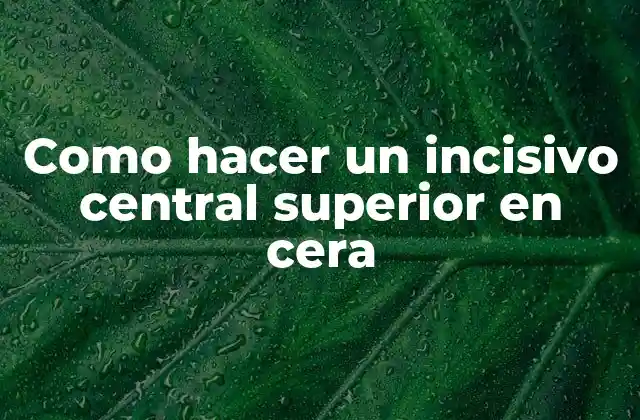Como Hacer un Incisivo Central Superior en Cera