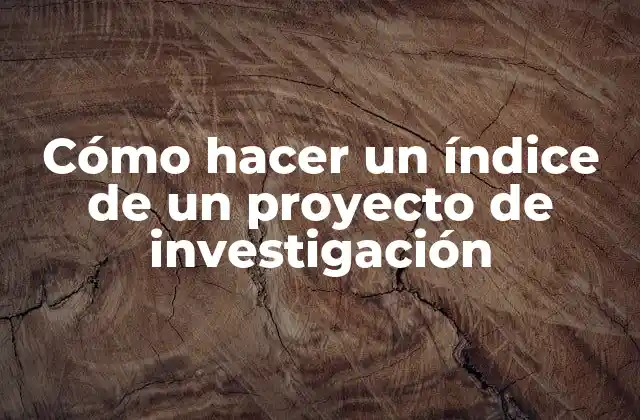 Cómo Hacer un Índice de un Proyecto de Investigación