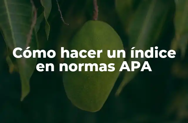 Cómo Hacer un Índice en Normas Apa