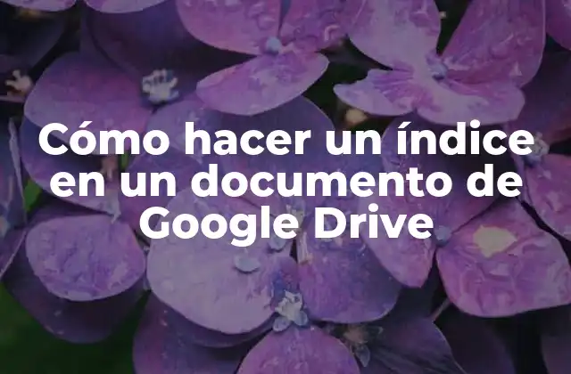 Cómo Hacer un Índice en un Documento de Google Drive