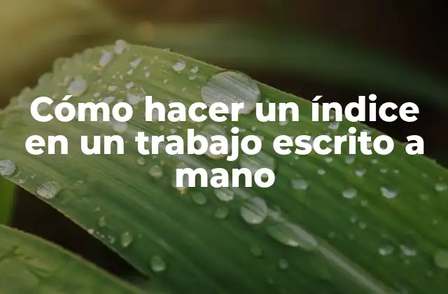 Cómo Hacer un Índice en un Trabajo Escrito a Mano