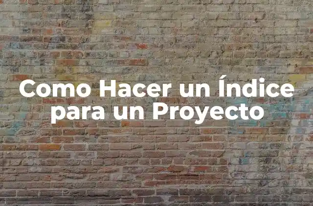 Como Hacer un Índice para un Proyecto 2 Índice para un Proyecto