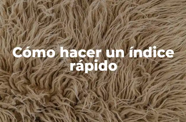 Cómo Hacer un Índice Rápido