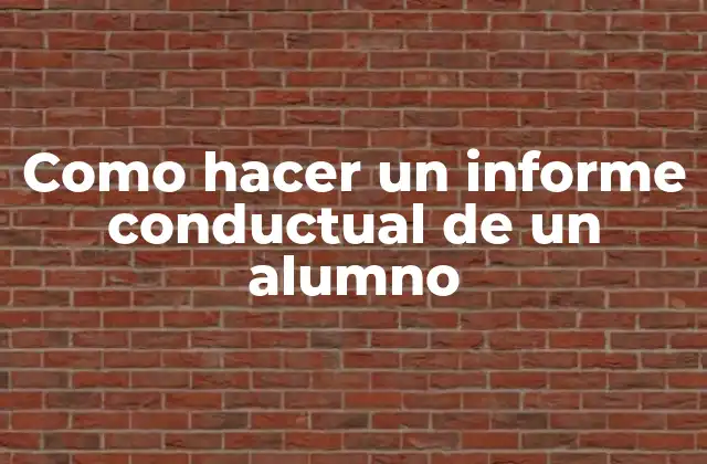 Como Hacer un Informe Conductual de un Alumno