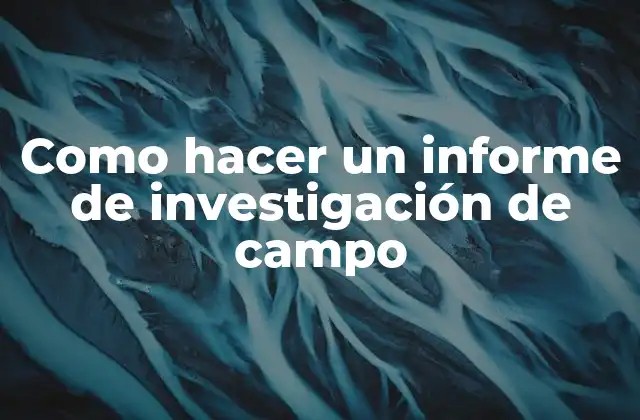 ¿Qué es un informe de investigación de campo?