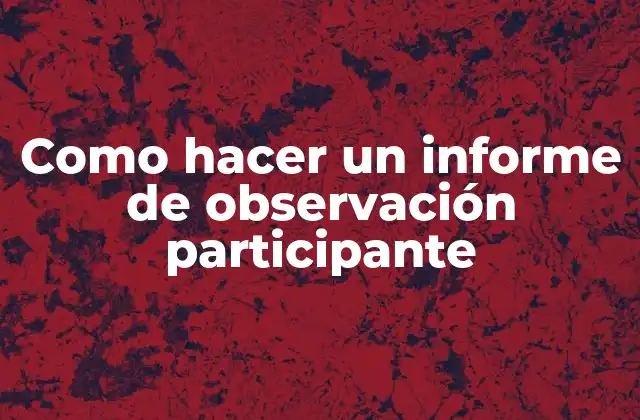 Como Hacer un Informe de Observación Participante