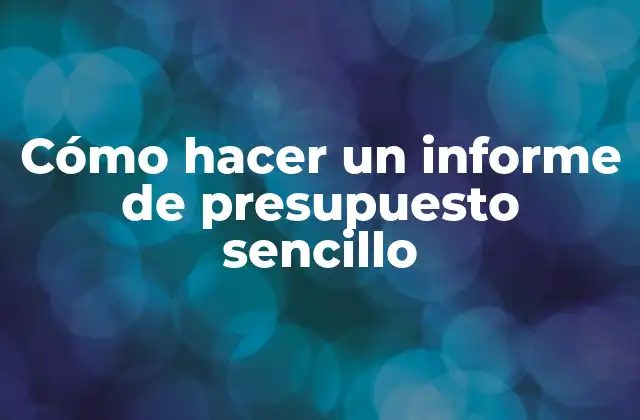 Cómo Hacer un Informe de Presupuesto Sencillo