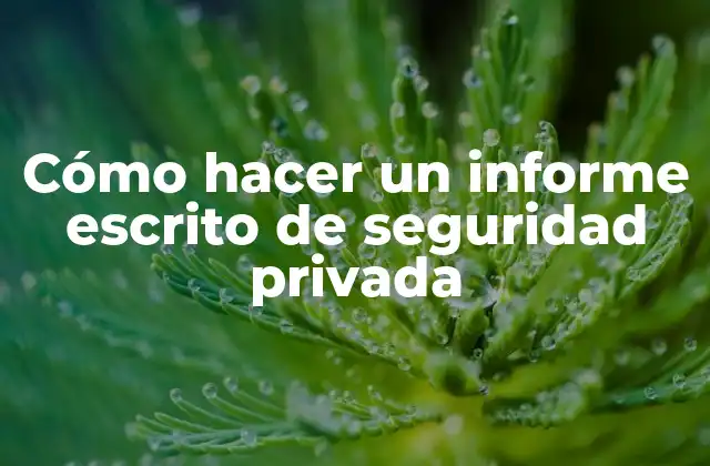Cómo Hacer un Informe Escrito de Seguridad Privada