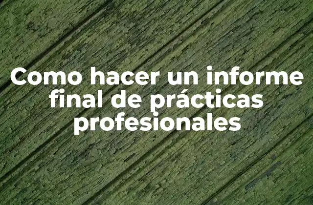 Como Hacer un Informe Final de Prácticas Profesionales