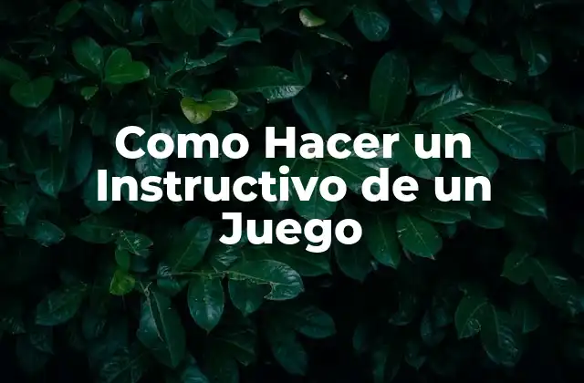 Como Hacer un Instructivo de un Juego