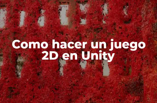 Como Hacer un Juego 2d en Unity
