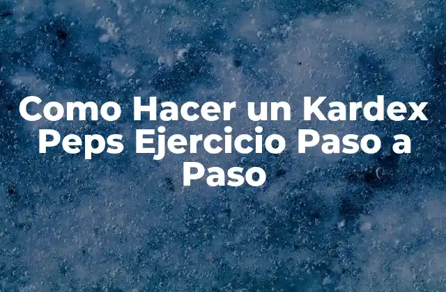 Como Hacer un Kardex Peps Ejercicio Paso a Paso