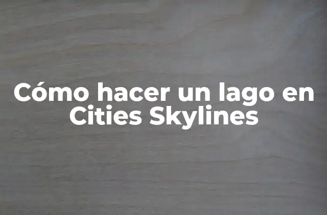 Cómo Hacer un Lago en Cities Skylines