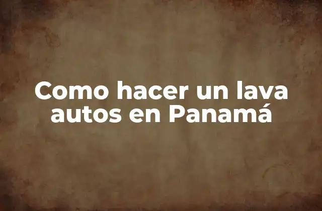 Como Hacer un Lava Autos en Panamá