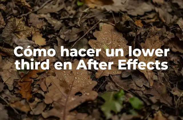Cómo Hacer un Lower Third en After Effects