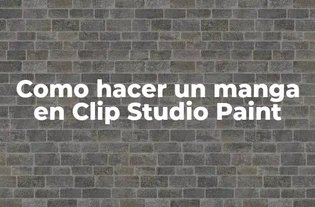 Como Hacer un Manga en Clip Studio Paint