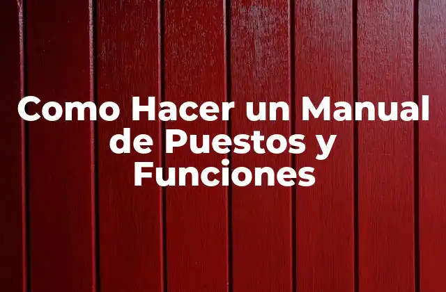 Como Hacer un Manual de Puestos y Funciones