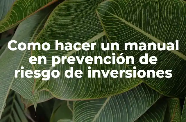 Como Hacer un Manual en Prevención de Riesgo de Inversiones 2 ¿Qué es un manual en prevención de riesgo de inversiones?
