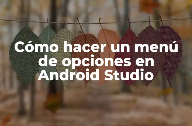 Cómo Hacer un Menú de Opciones en Android Studio