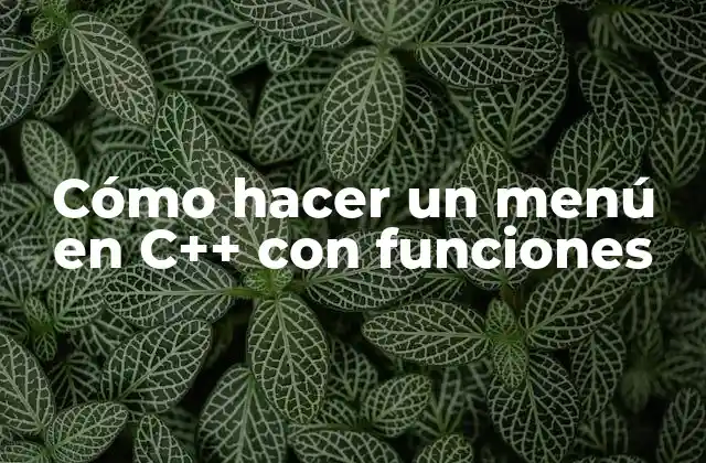 Cómo Hacer un Menú en C++ con Funciones 2 Cómo hacer un menú en C++ con funciones