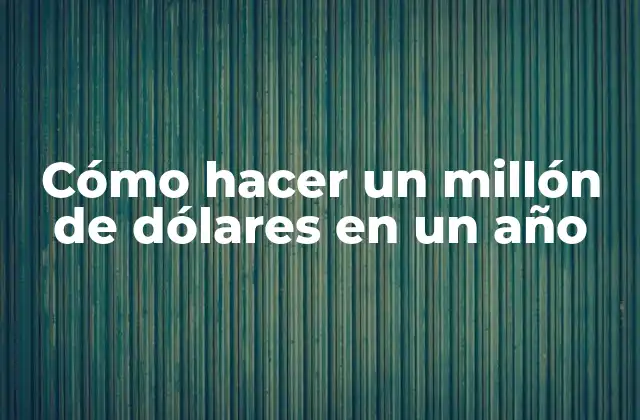 Cómo Hacer un Millón de Dólares en un Año