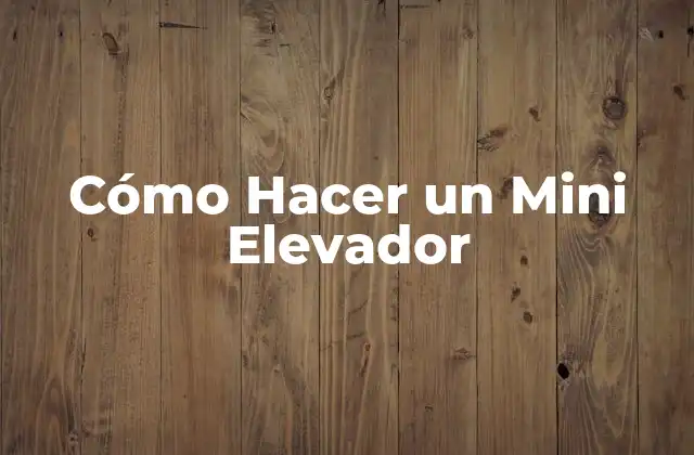 Cómo Hacer un Mini Elevador