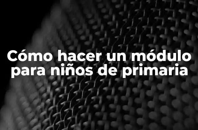 Cómo Hacer un Módulo para Niños de Primaria