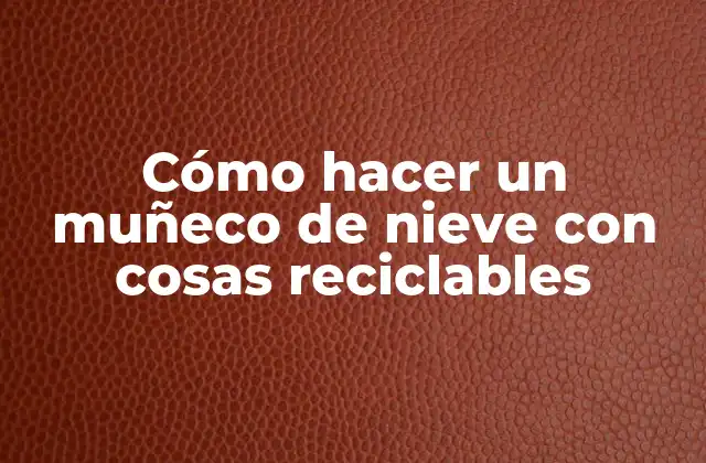 Cómo Hacer un Muñeco de Nieve con Cosas Reciclables