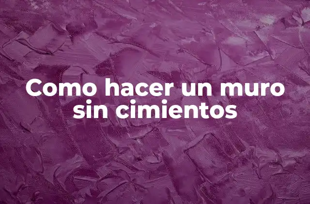 Como Hacer un Muro sin Cimientos