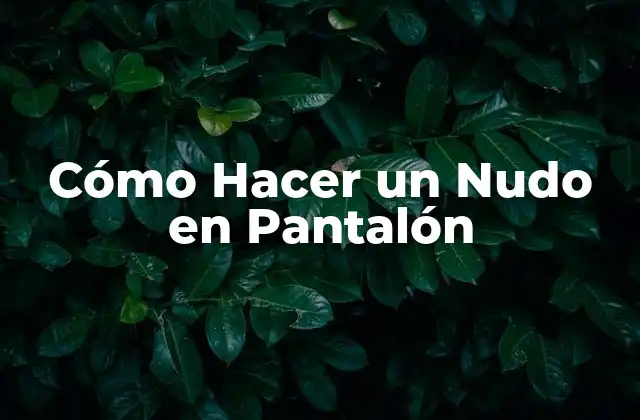 Cómo Hacer un Nudo en Pantalón