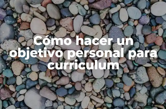 Cómo Hacer un Objetivo Personal para Curriculum