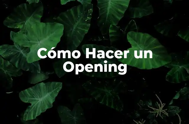 Cómo Hacer un Opening