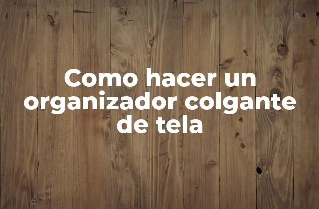 Como Hacer un Organizador Colgante de Tela