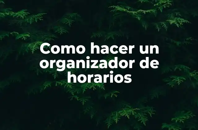 Como Hacer un Organizador de Horarios