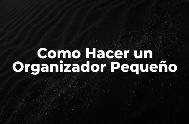 Como Hacer un Organizador Pequeño
