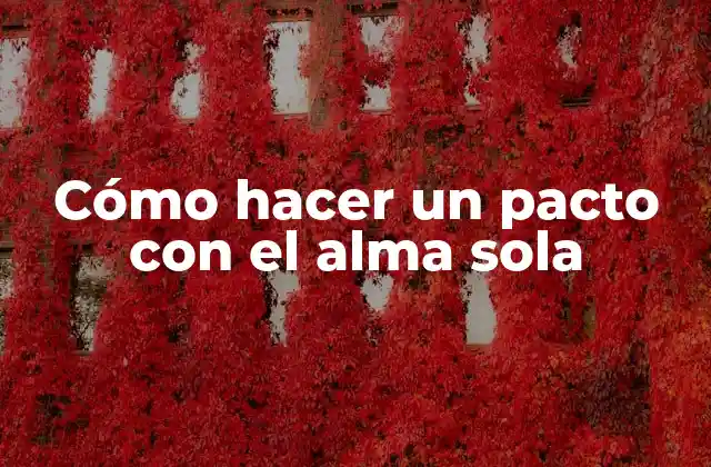 Cómo Hacer un Pacto con el Alma Sola