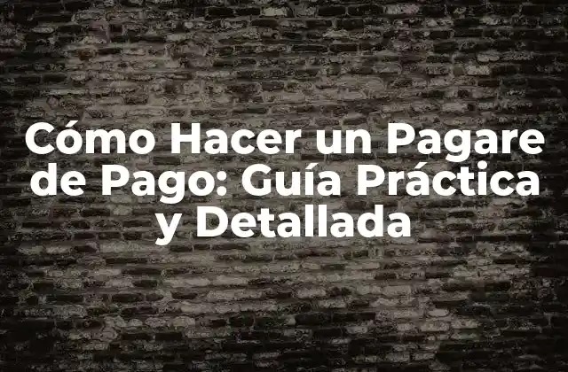 Cómo Hacer un Pagare de Pago: Guía Práctica y Detallada
