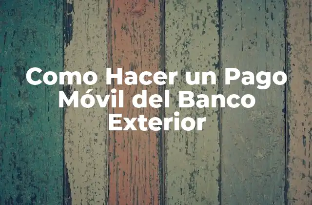 Como Hacer un Pago Móvil Del Banco Exterior