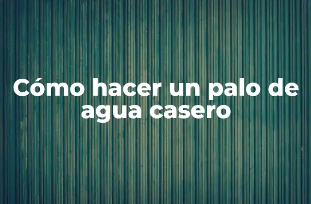 Cómo Hacer un Palo de Agua Casero