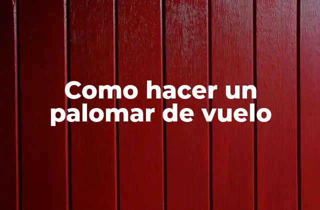 Como Hacer un Palomar de Vuelo