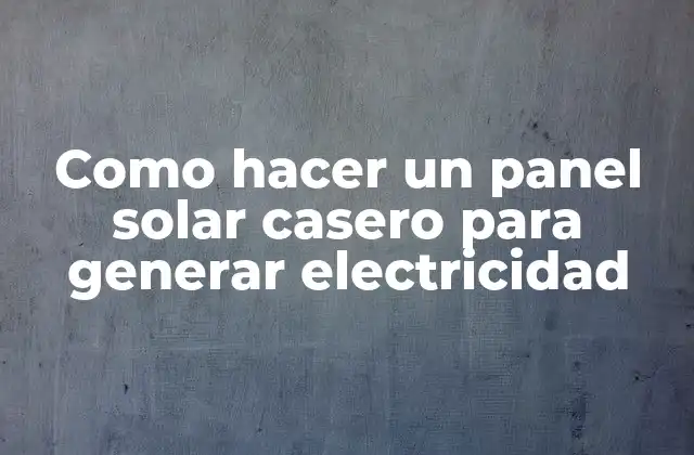 Como Hacer un Panel Solar Casero para Generar Electricidad